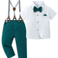 Disaur Baby Boy Clothes Suits, 1-5T Toddler Dress Short Shirt With Bowtie + Suspender Pants Outfit Sets Gentleman Wedding