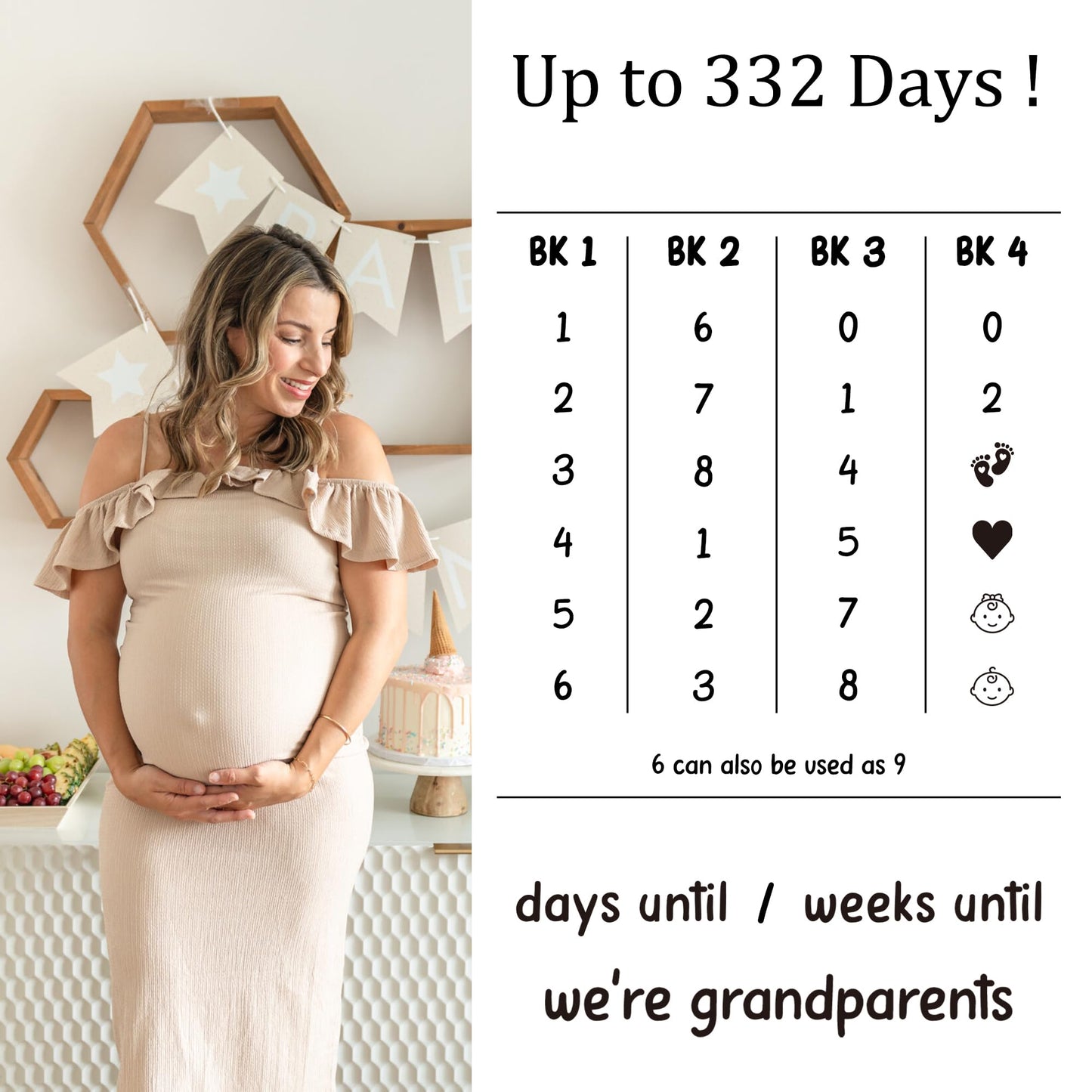 Pregnancy Announcement, Baby Reveal Countdown Due Date Blocks- Weeks/Days Until We'Re Grandparents, Announcing Pregnancy Countdo