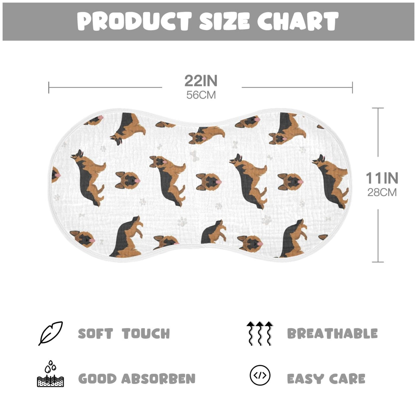 Yyzzh German Shepherd Dog Muslin Burp Cloths For Baby 2 Pack Soft 100% Cotton Baby Washcloths Bibs For Boy Girl