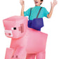Pig Ride On Minecraft Kids Inflating Costume Jumpsuit With Fan, Up To Size (7-8)