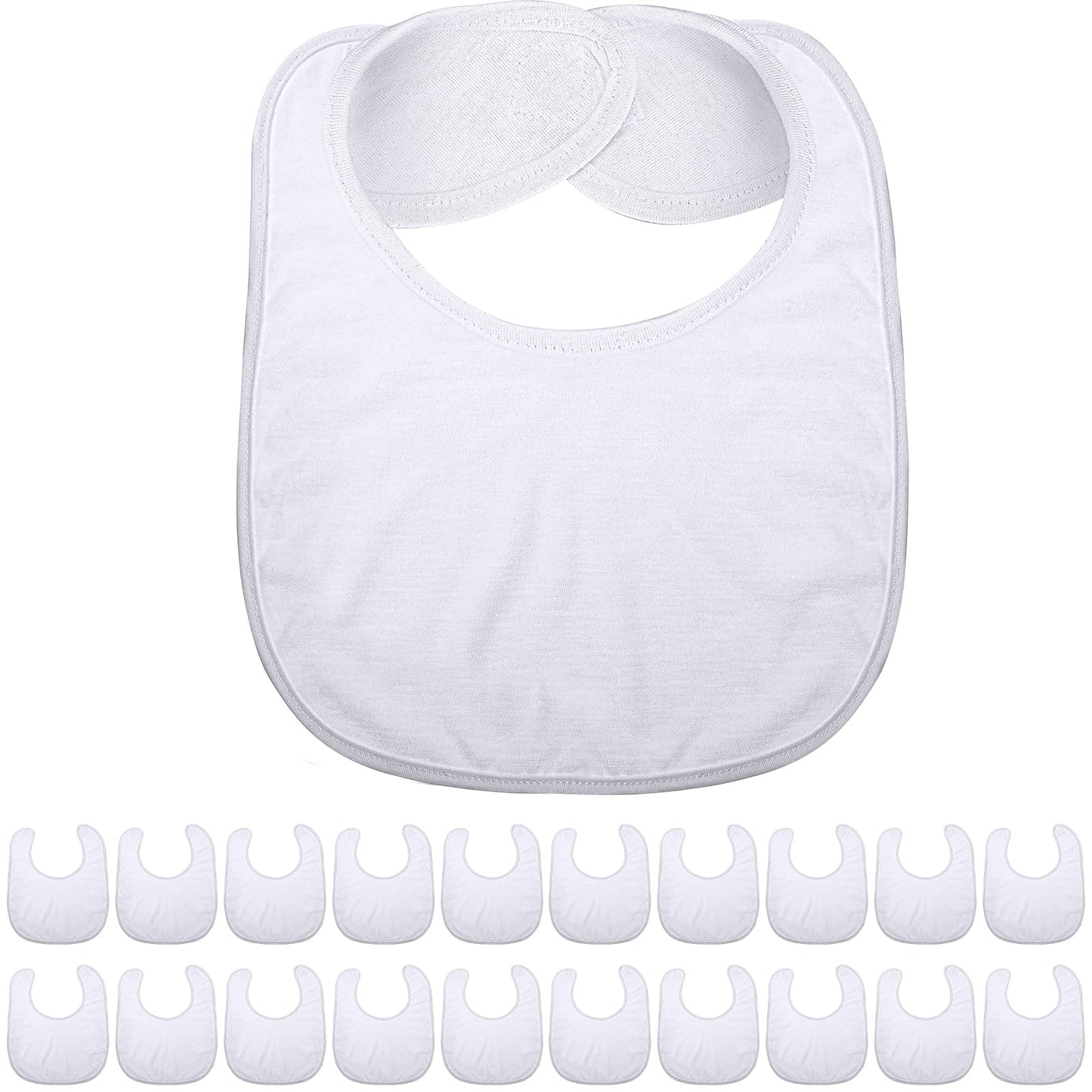 Geyoga 20 Pieces Sublimation Blanks White Bibs For Baby Decorating Washable Reusable Fabric Bibs (White)