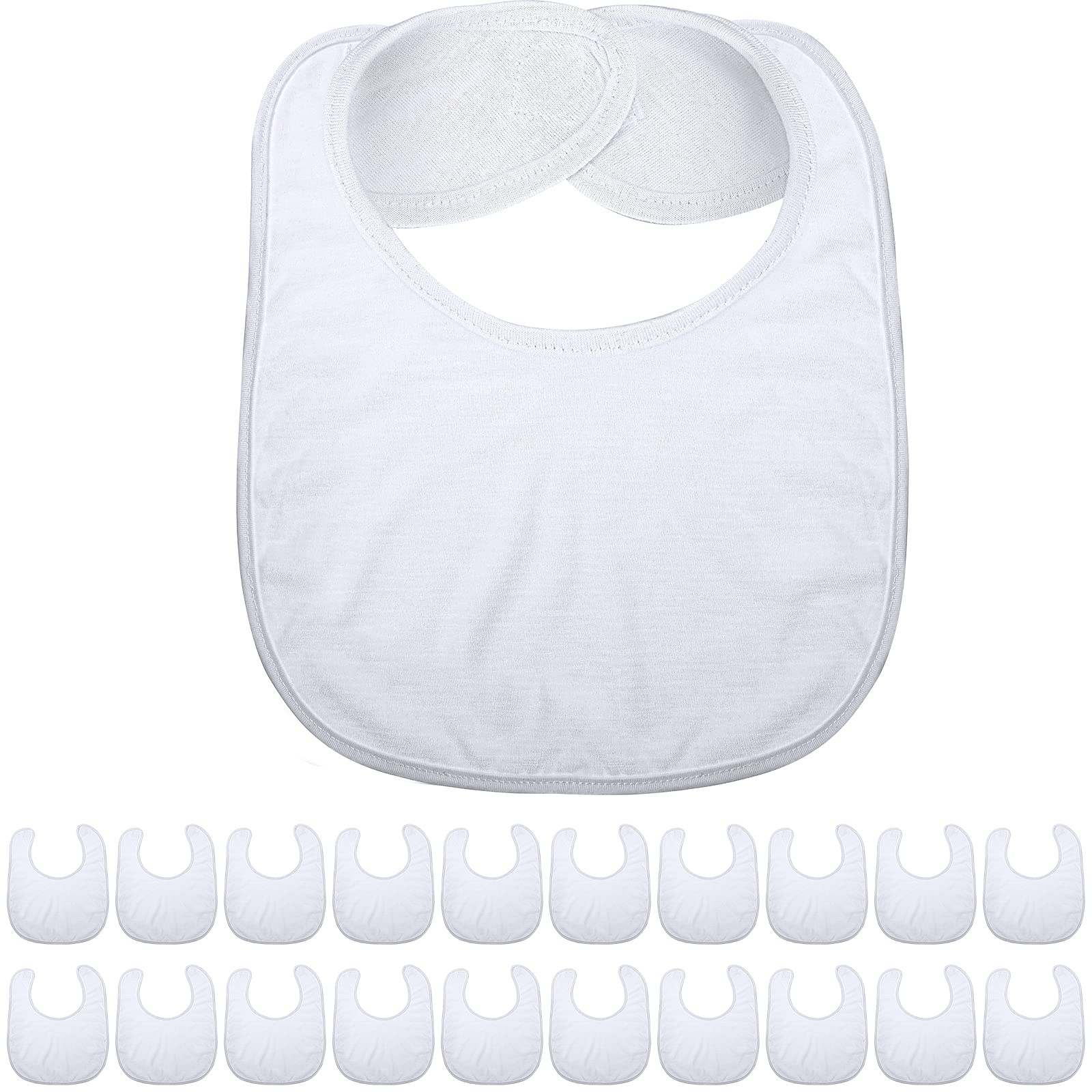 Geyoga 20 Pieces Sublimation Blanks White Bibs For Baby Decorating Washable Reusable Fabric Bibs (White)