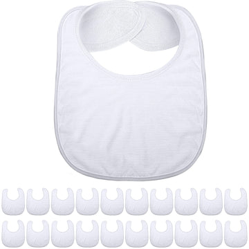 Geyoga 20 Pieces Sublimation Blanks White Bibs For Baby Decorating Washable Reusable Fabric Bibs (White)