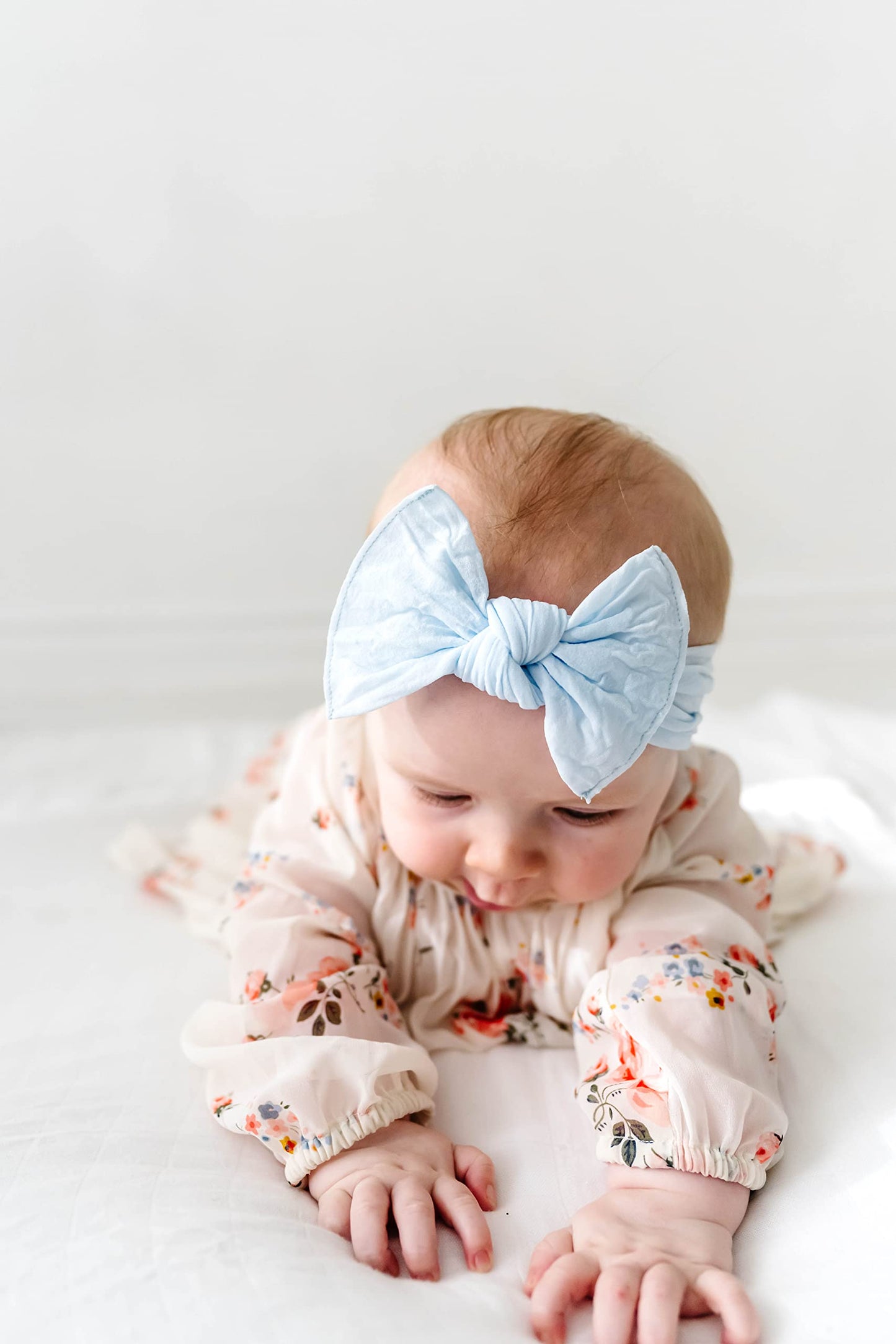 Baby Bling Bows - Newborn To Little Baby Girl Bows, 2 Pack Nylon Super Soft Stretchy Knot Toddler Headbands, Perfect Hair Access