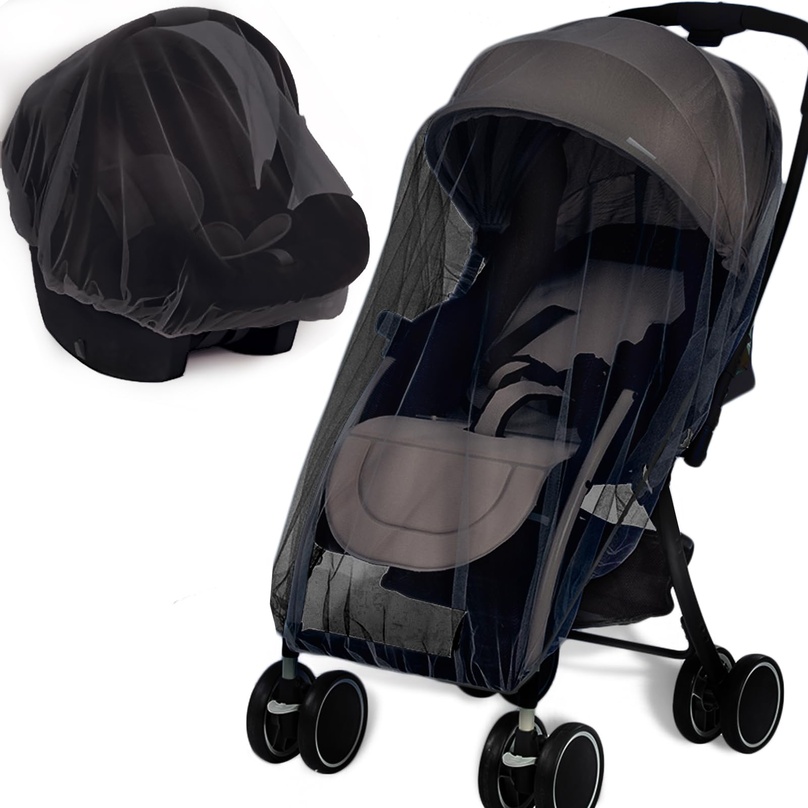 Mosquito Net For Stroller 2Pack - Protective Baby Stroller Mosquito Net - Perfect Bug Net For Strollers, Bassinets, Cradles, Pla