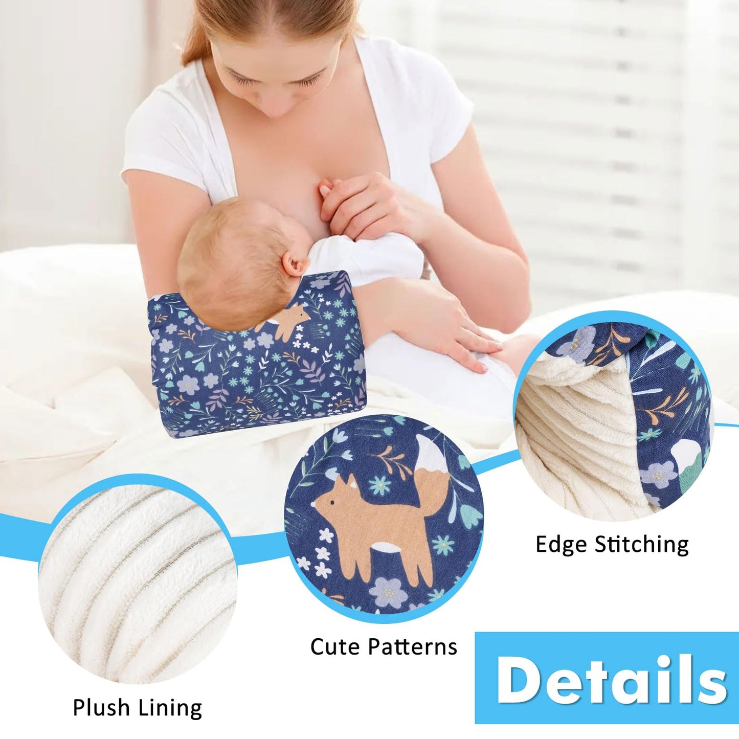 Povkufii Baby Nursing Arm Breastfeeding Pillow Adjustable Nursing Pillow Soft Nursing Arm Pillow Baby Feeding Pillow(Leaves Flow