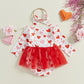 Ayalinggo Baby Girl Valentines Outfit Love Heart Valentine Romper Dress Long Sleeve Onesie Newborn Valentines Day Clothes (Red H
