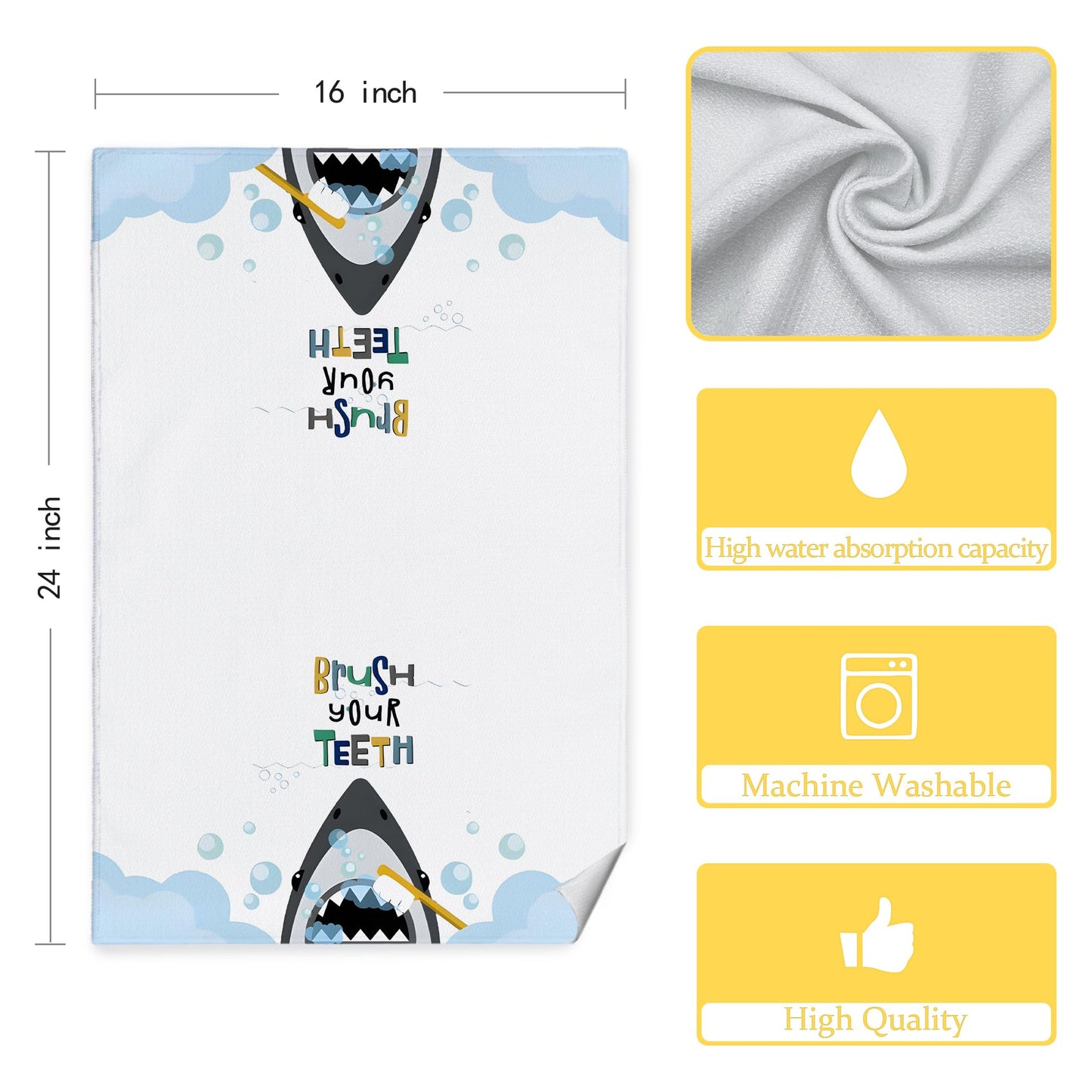 Ciojune Shark Kids Bathroom Decor, Shark Towels For Kids Bathroom, Shark Kids Bath Towels 16X24, Toddler Boys Girls Bathroom Dec