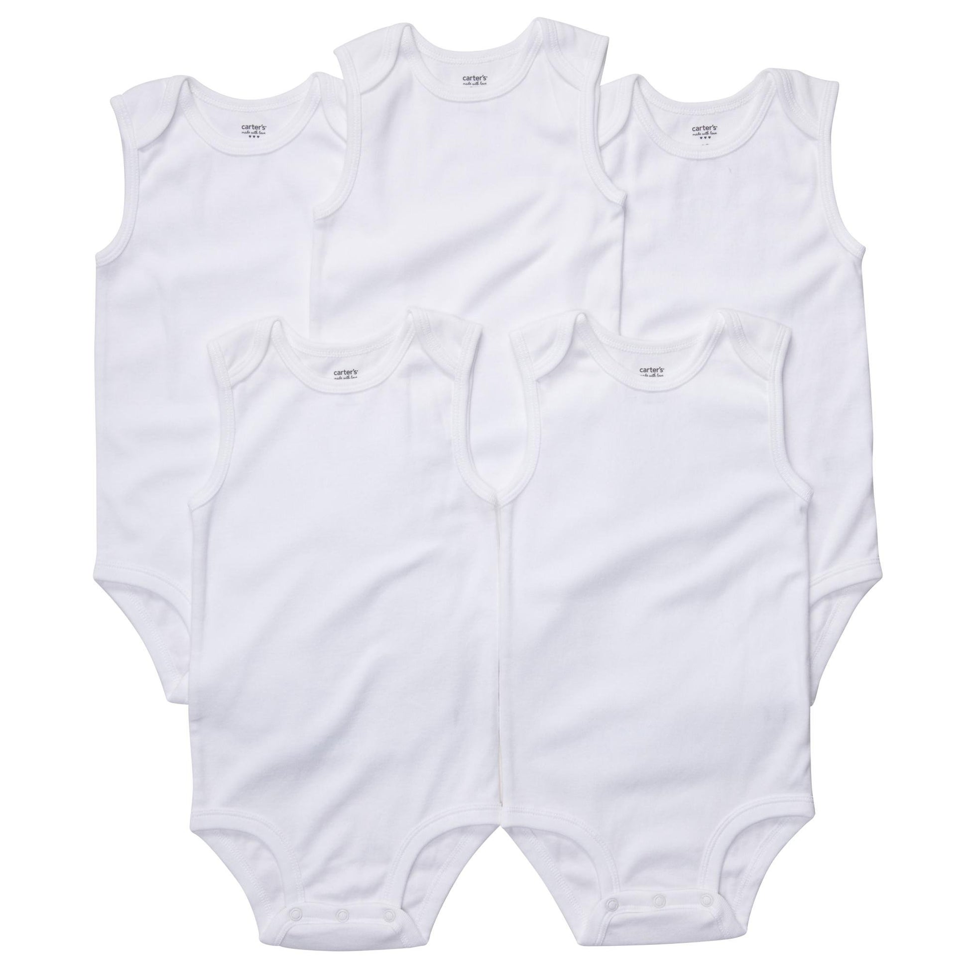 Carter'S 5-Pack S/L Bodysuits - White- 9 Months