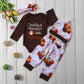 3Pcs Cute Infant Baby Girl Boy Halloween Thanksgiving Clothes Pumpkin Romper With Hat And Long Pants Outfits Set (6-9 Months, Br