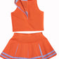 Total 2550 Little Girls' Cheerleader Cheerleading Outfit Uniform Costume Cosplay Neon Orange/White (M / 5-8)