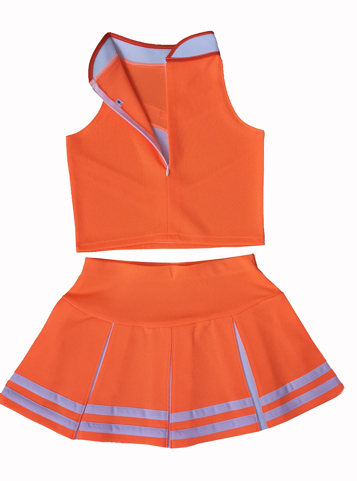 Total 2550 Little Girls' Cheerleader Cheerleading Outfit Uniform Costume Cosplay Neon Orange/White (M / 5-8)