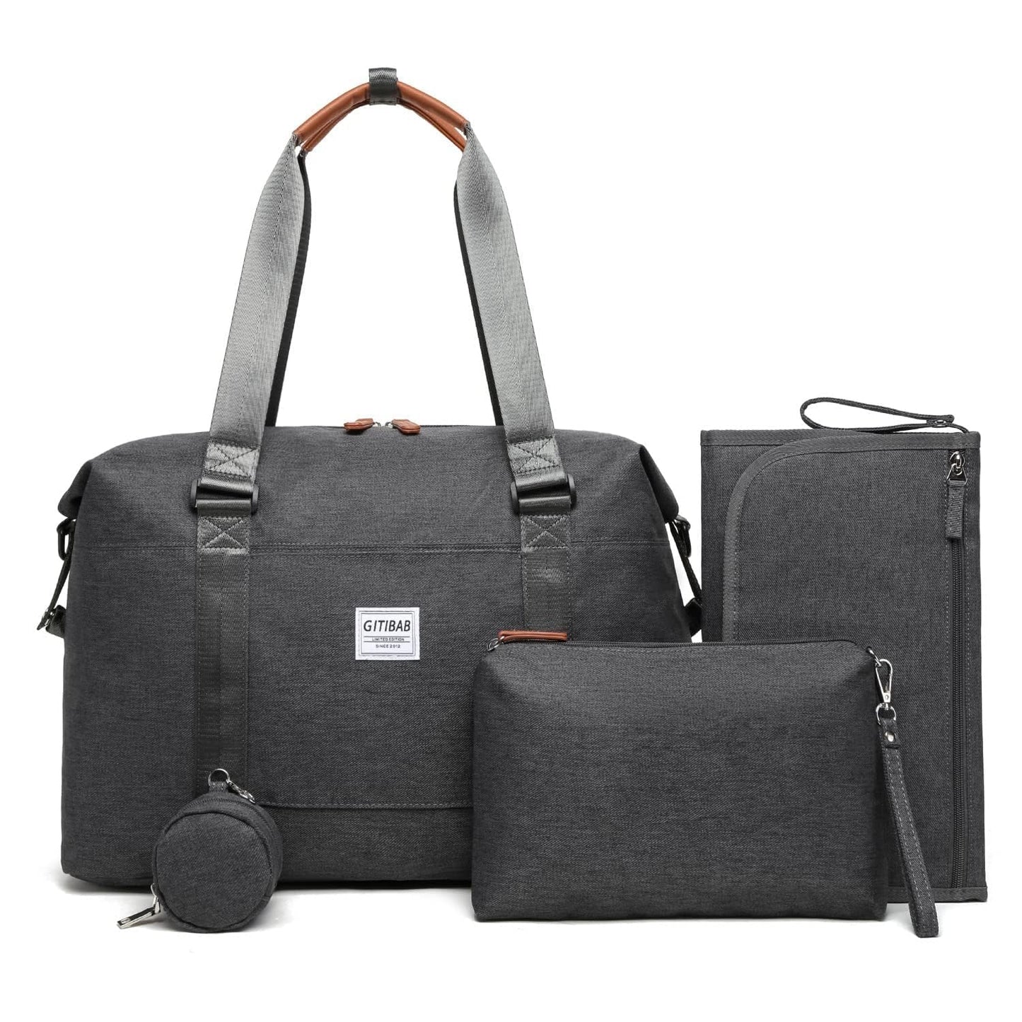 Large Diaper Bag Tote With Changing Pad And Cosmetic Bag,Mommy Bag For Hospital And Travel