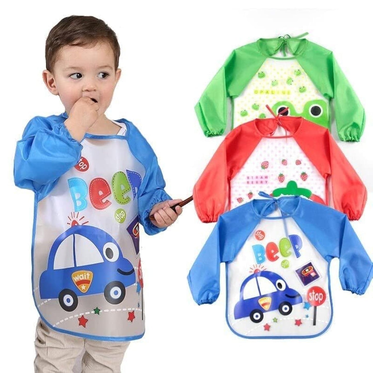 Babygo Long Sleeve Baby Bibs | Washable Waterproof Feeding Smocks For Toddlers 624 Months, FullSleeve Apron Bibs, Durable, Eas