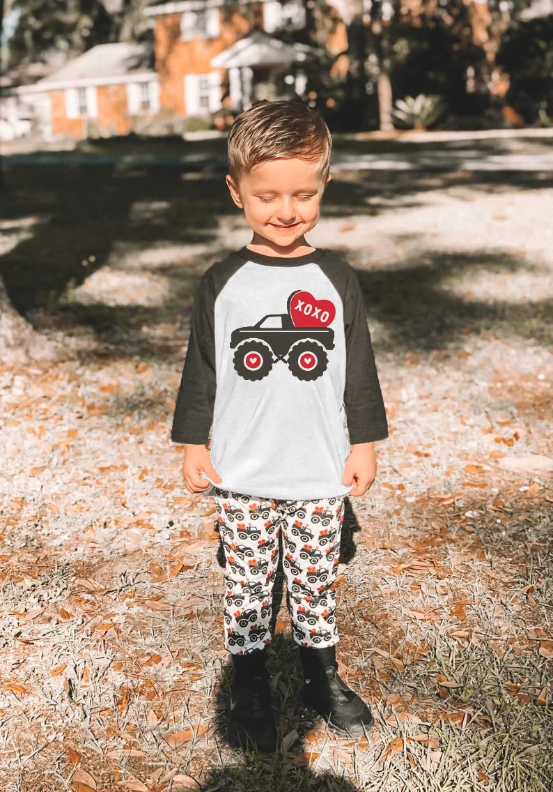 Toddler Boys T-Shirt Valentine'S Day Shirt Car Heart Tops Kids Long Sleeve Raglan Baby Tees Size 3T 4T