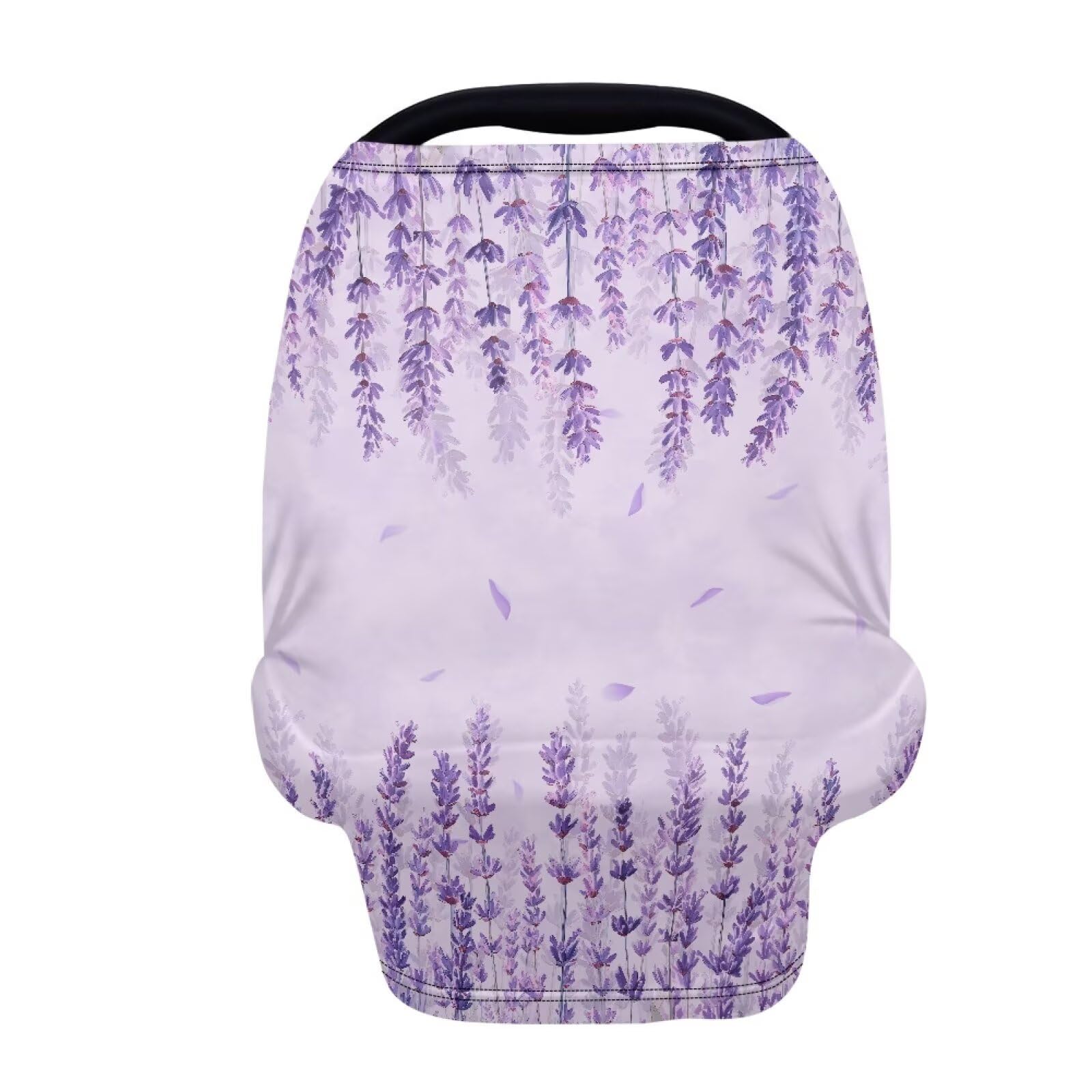 Biyejit Lavender Flowers Car Seat Covers, Baby Car Seat Canopy Carrier Cover Breathable Nursing Cover for Breastfeeding Stretchy