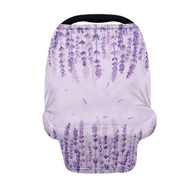 Biyejit Lavender Flowers Car Seat Covers, Baby Car Seat Canopy Carrier Cover Breathable Nursing Cover for Breastfeeding Stretchy