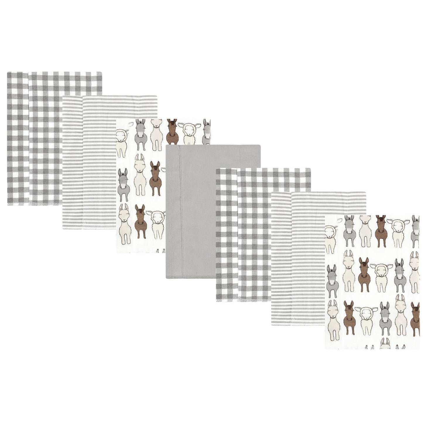 Hudson Baby Unisex Baby Cotton Flannel Burp Cloths, Farm Friends Cream 7-Pack, One Size