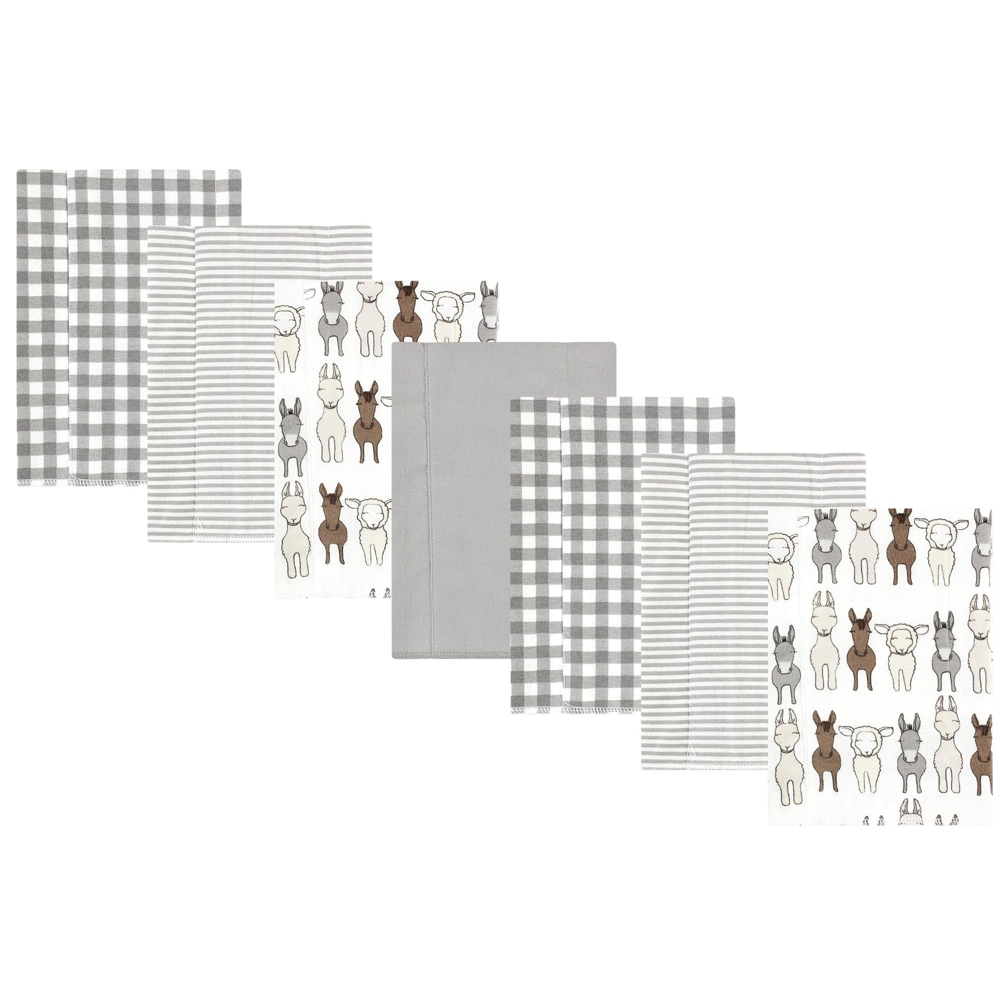 Hudson Baby Unisex Baby Cotton Flannel Burp Cloths, Farm Friends Cream 7-Pack, One Size