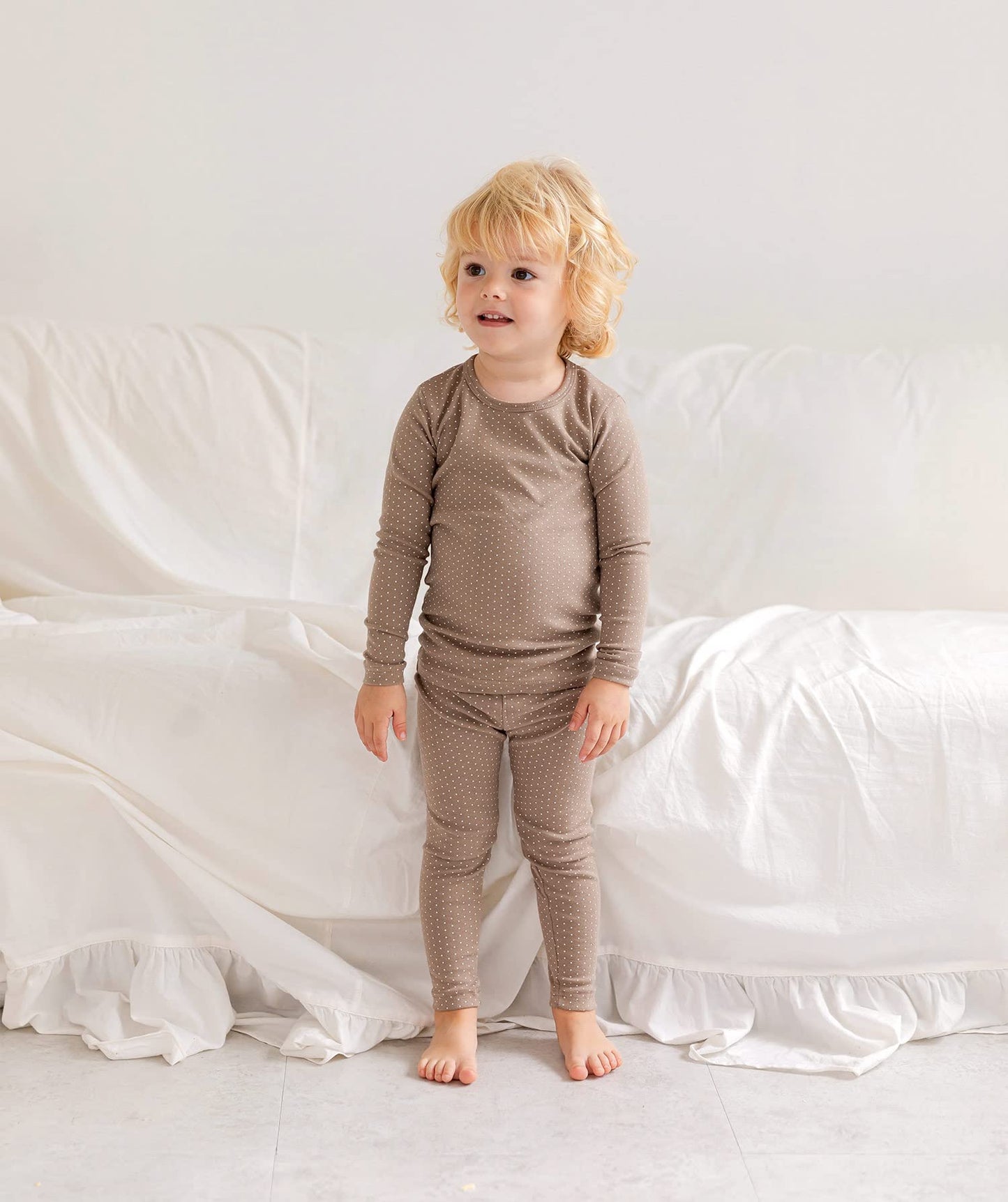 Avauma Baby Boys Girls Pajama Set 6M-7T Kids Cute Toddler Snug Fit Pattern Design Pjs Cotton Sleepwear Polka Dot (Salt.Mocca.M)