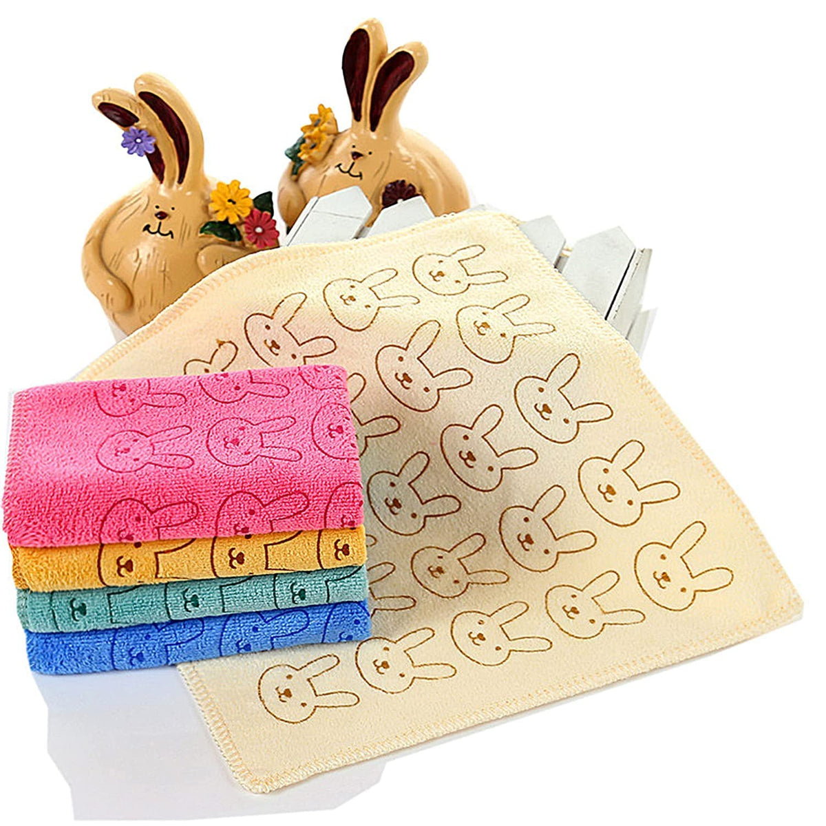 TEDDYIFY Microfibre Cotton washcloth, Babies Extra Soft/Strong Water Absorbent, Boys and Girls Face Towel (Contains 6 Pieces) In