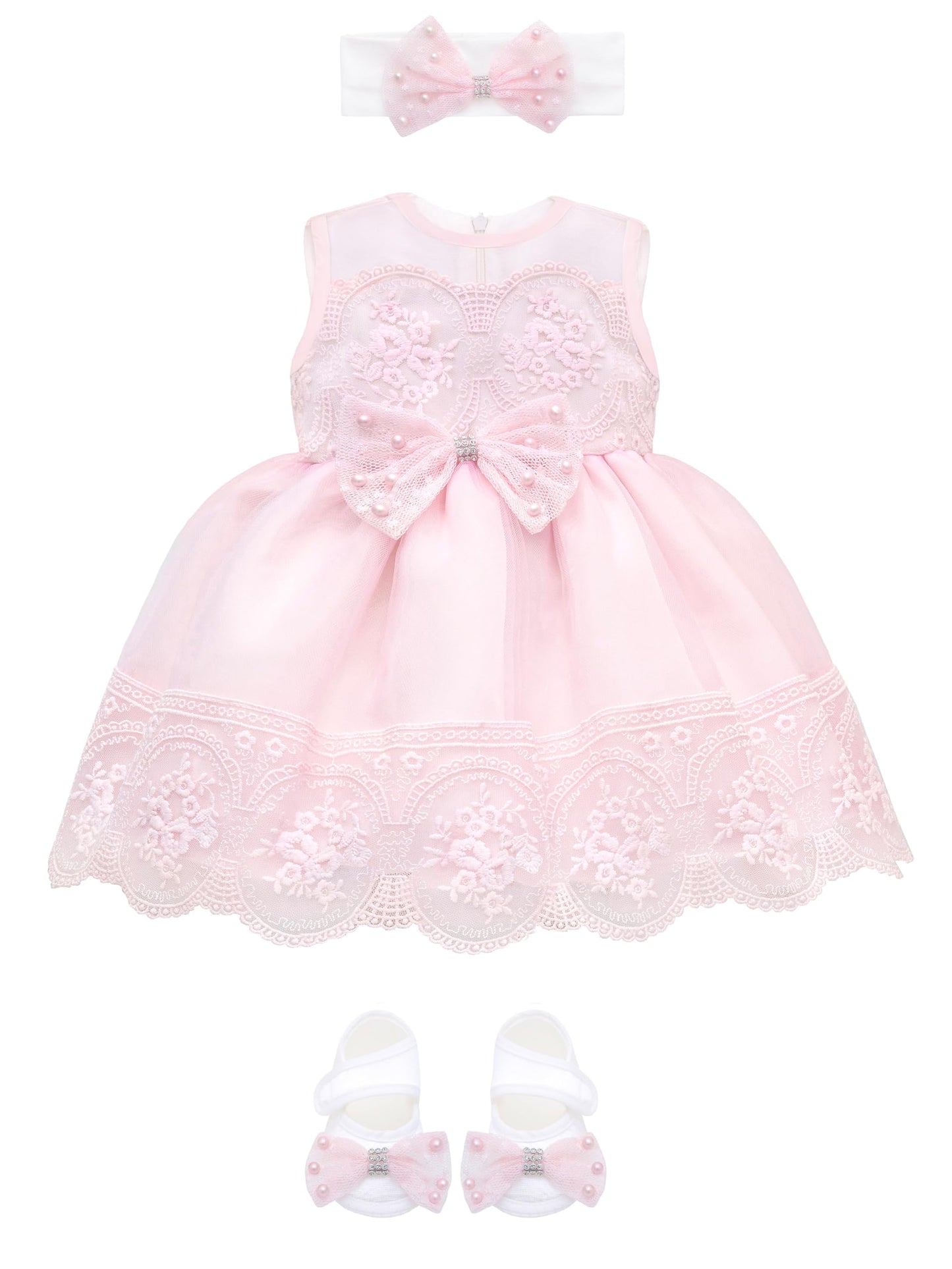 T.F. Taffy Baby Girl Newborn Pink Embroidered Princess Dress Gown 6 Piece Deluxe Set 0-3 Months