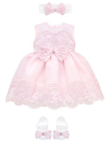 T.F. Taffy Baby Girl Newborn Pink Embroidered Princess Dress Gown 6 Piece Deluxe Set 0-3 Months