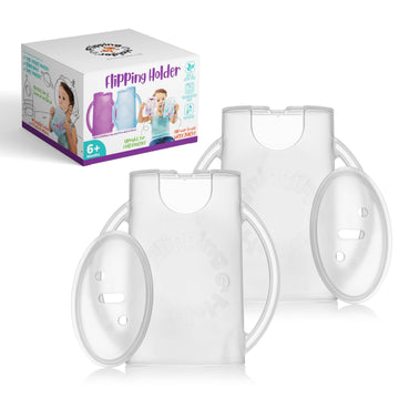 Flipping Holder 2-In-1 Baby Food Pouch & Juice Box Holder (2-Pack) - No-Squeeze, Food-Safe Container With Easy-Grab Handles & Li
