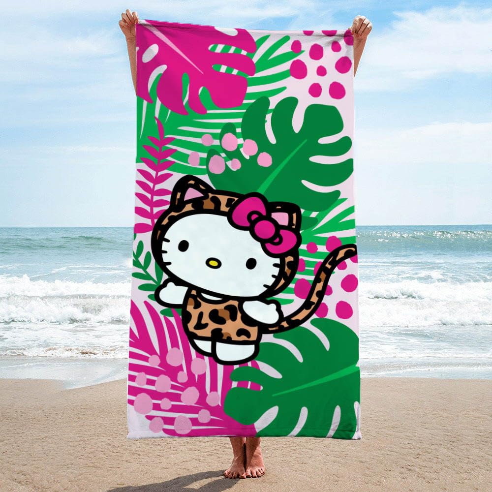 Jay Franco Hello Kitty Bath Pool Beach Towel - Tropical Super Soft & Absorbent 100% Cotton Towel, Measures 28 X 58