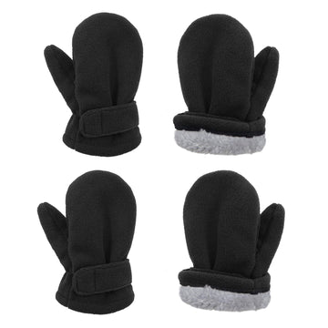 2 Pairs Toddler Mittens Unisex Lined Fleece Gloves Winter Warm Kids Mitten For Baby Boys And Girls 2Black