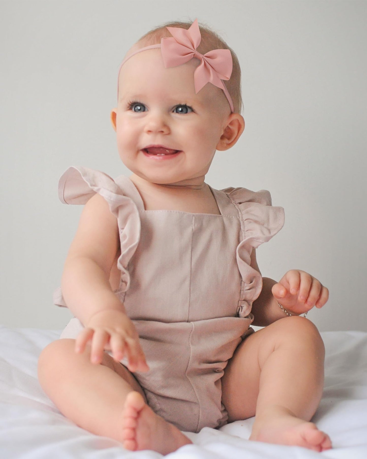 Jollybows 40Pcs Baby Girls Grosgrain Ribbon Hair Bows Headbands 4' Hair Band Hair Accessories For Infants Newborn Toddler