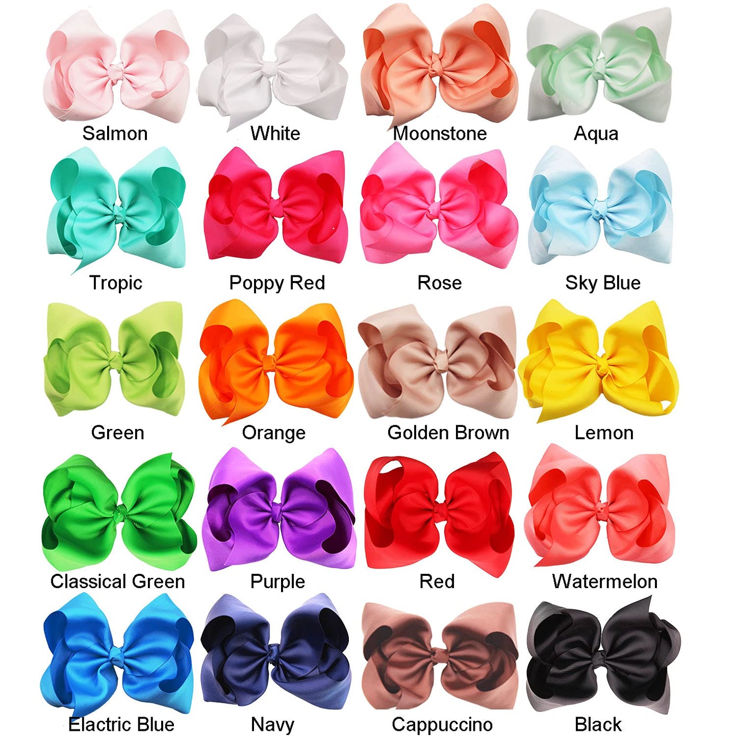 Ded 20 Pcs 8' Hair Bows Clips Boutique Grosgrain Ribbon Big Large Bows Alligator Hair Accessories For Baby Girls Teens Kids