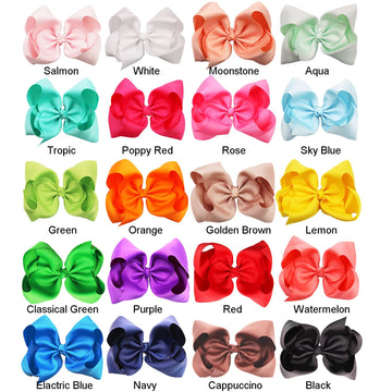 Ded 20 Pcs 8' Hair Bows Clips Boutique Grosgrain Ribbon Big Large Bows Alligator Hair Accessories For Baby Girls Teens Kids