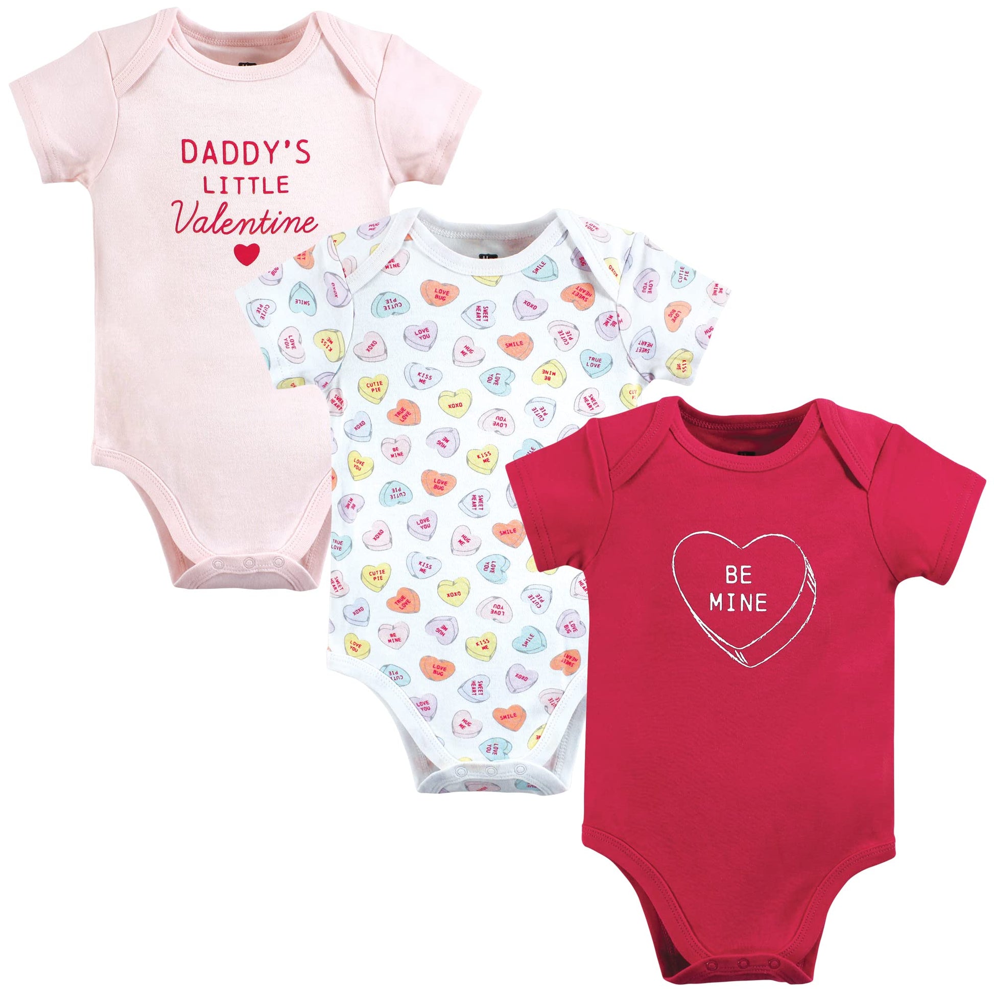 Hudson Baby Unisex Baby Cotton Bodysuits, Be Mine Valentine, 0-3 Months
