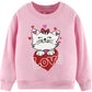 Akyzic Cat Sweatshirt For Girls Long Sleeve Crewneck Heart Print Shirt Toddler Valentines Day Outfit Love Tops Kids Heart Sweate