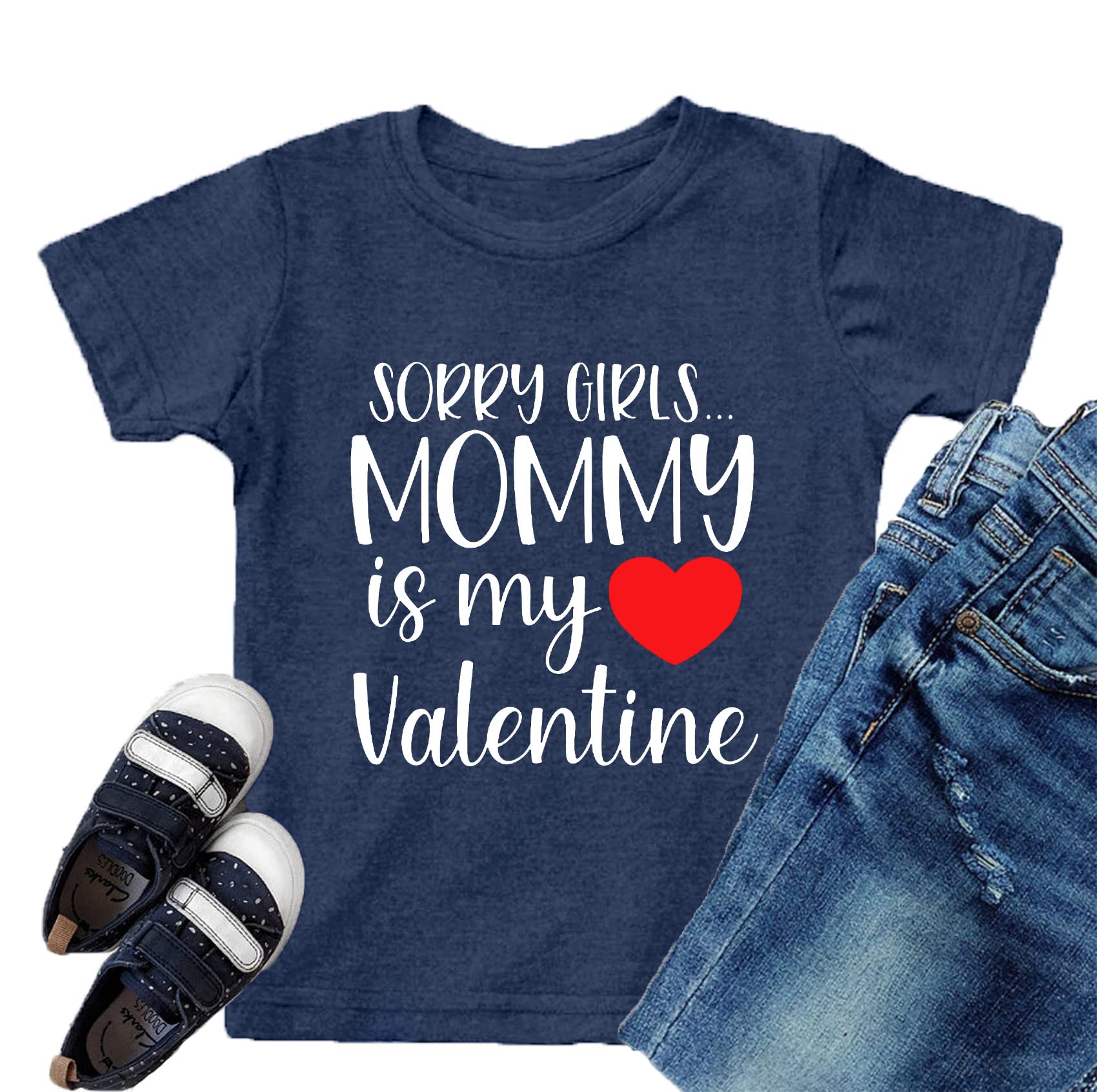 Valentine'S Day Shirts Toddler Boys Valentine T-Shirt Mommy Is My Valentine Tshirt Graphic Tee Tops Blue