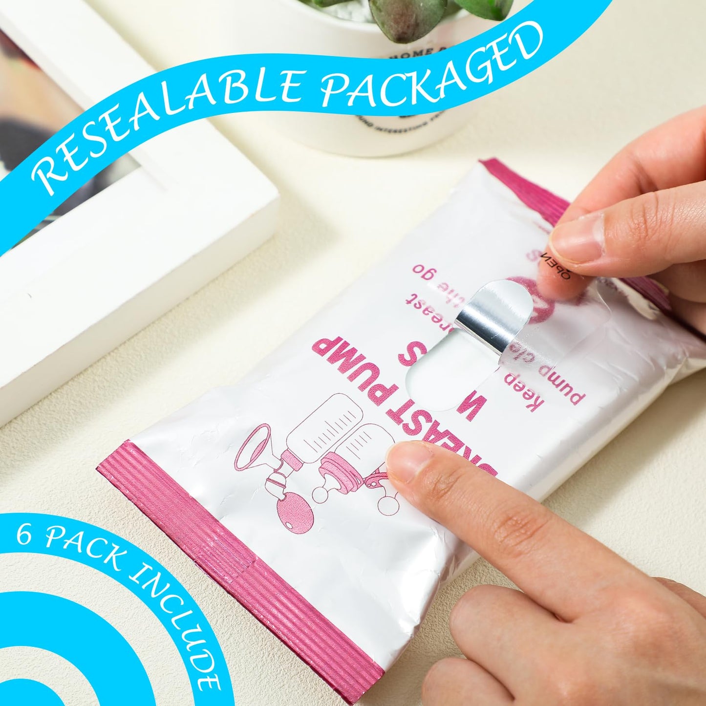 Threlaco 6 Pack 120 Count Breast Pump Wipes Quick Clean And Irritant Free Resealable Convenient Breast Pump Cleaning Wipes Hygie
