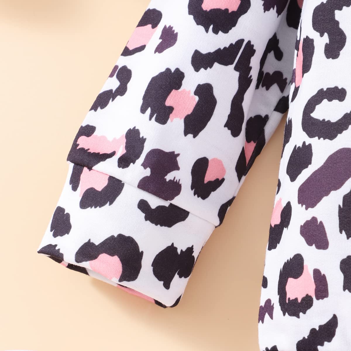 Retsugo Girls Leopard Outfits Ruffle Sleeve Leopard Long Sleeve T-Shirt And Pink Leggings 2Pcs Cute Outfits For Girls Clothes Fa