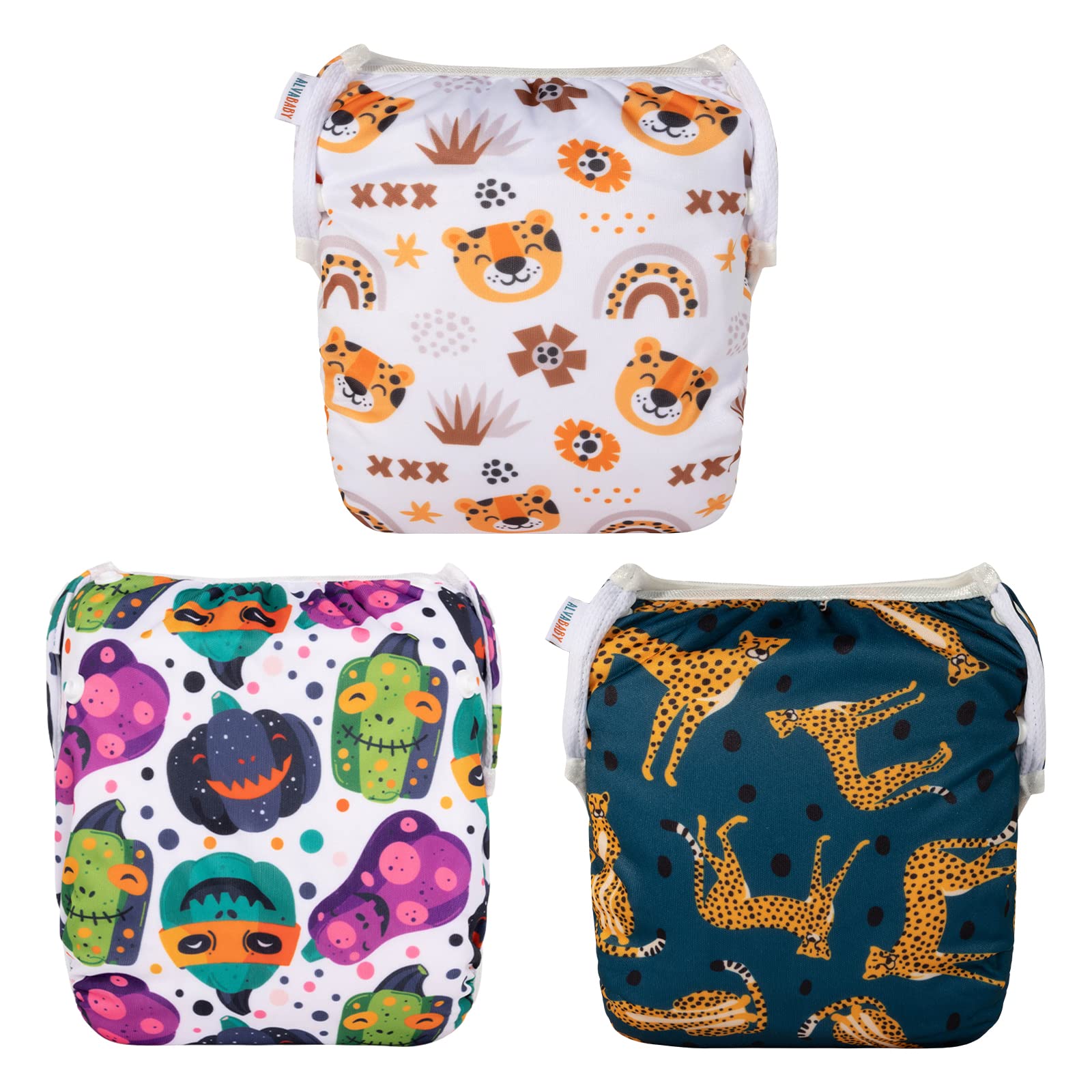 Alvababy Large Cloth Swim Diaper 3Pcs Baby/Toddler/Infant Snap Reusable Adjustable Swimming Diaper Baby Boy And Girl 3Zswy27