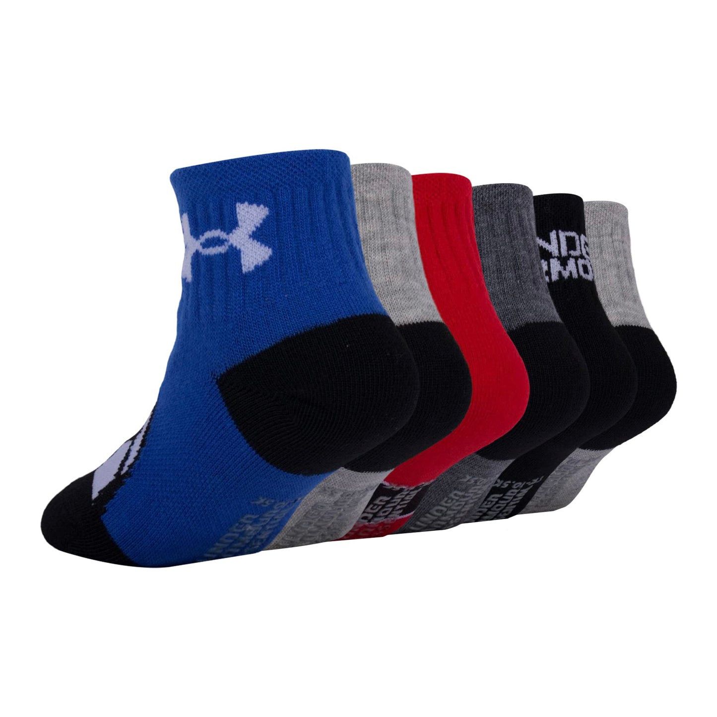 Under Armour Baby Boys Multi Pack Quad Sport Pack Essential Quarter Sock, Blue, 12-24 Months