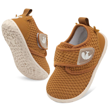 FEETCITY Baby Barefoot Shoes Girls Boys Infant Shoes Newborn Crib Shoe Wide Slip On Baby Sneakers Brown