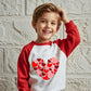 Xfsjgna Valentines Day Sweatshirts Kids 7T Boys Girls Valentine'S Love Heart Graphic Raglan Shirt Toddler Long Sleeve Tops Red
