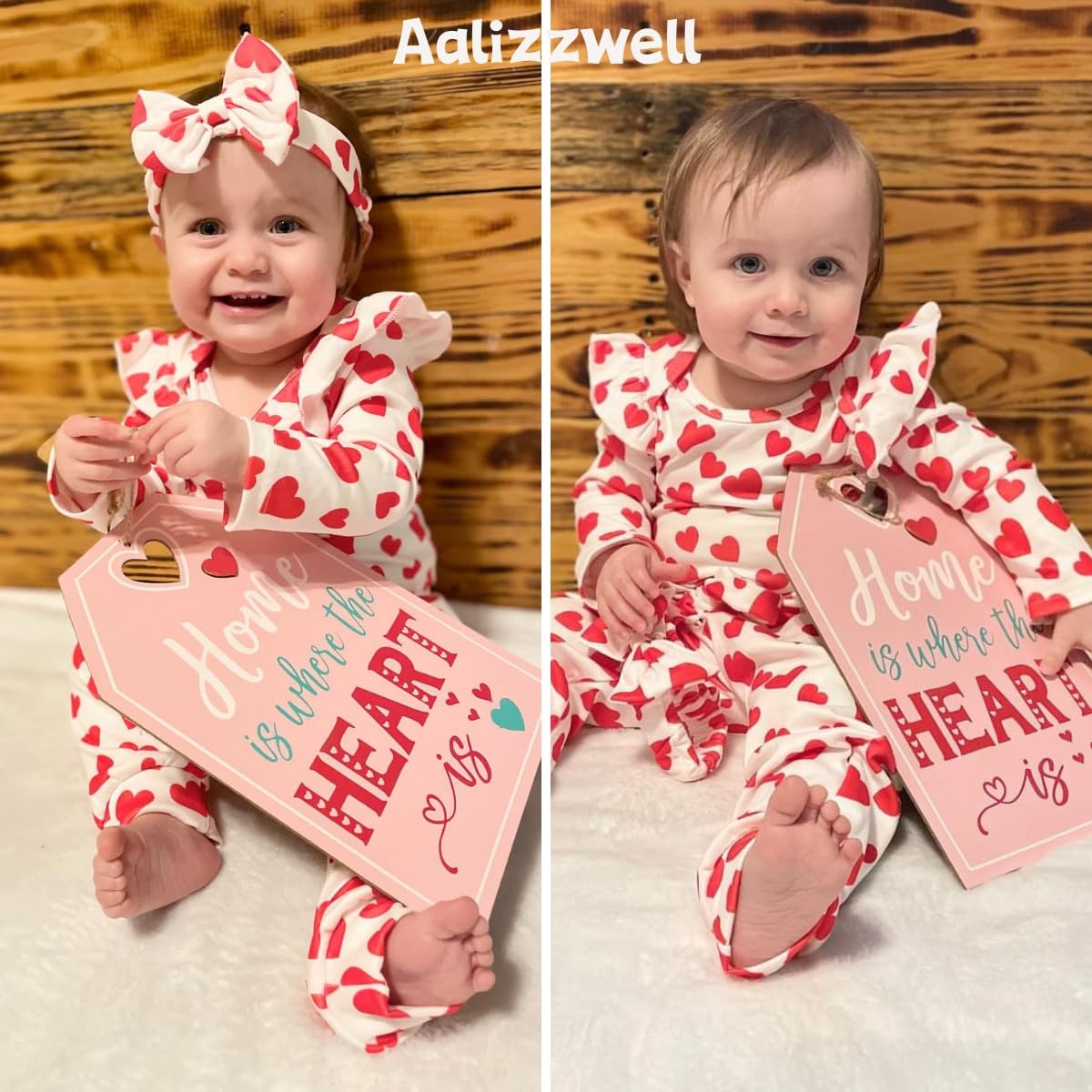Aalizzwell 3-6 Months Infant Baby Girls Valentines Day Clothes Set Heart Outfit Clothing