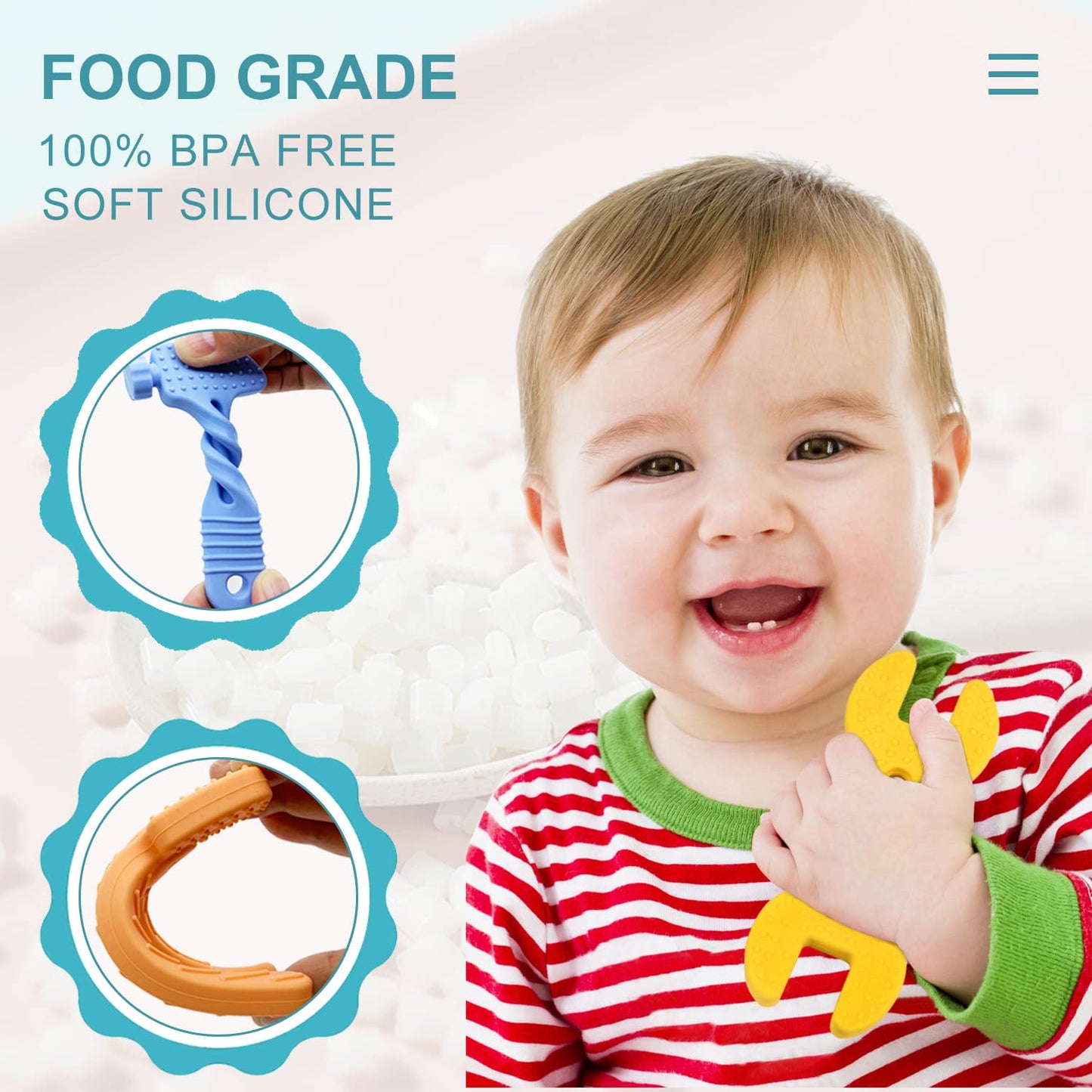 Teething Toys for Babies 3-6 Months 6-12 Months, Baby Teething Toys, Silicone Baby Teether Toys, Baby Chew Toys, Molar Teether,