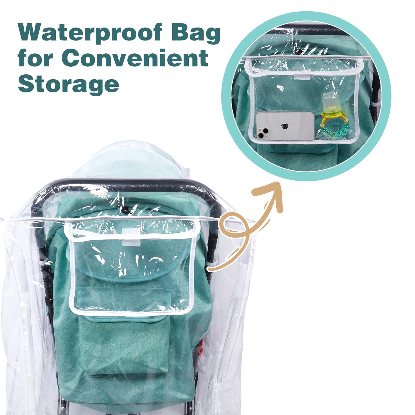 Double Stroller Rain Cover, Waterproof Weather Shield For Tandem Double Stroller, Twins Stroller Cover For Rain/Wind/Snow/Cold/D