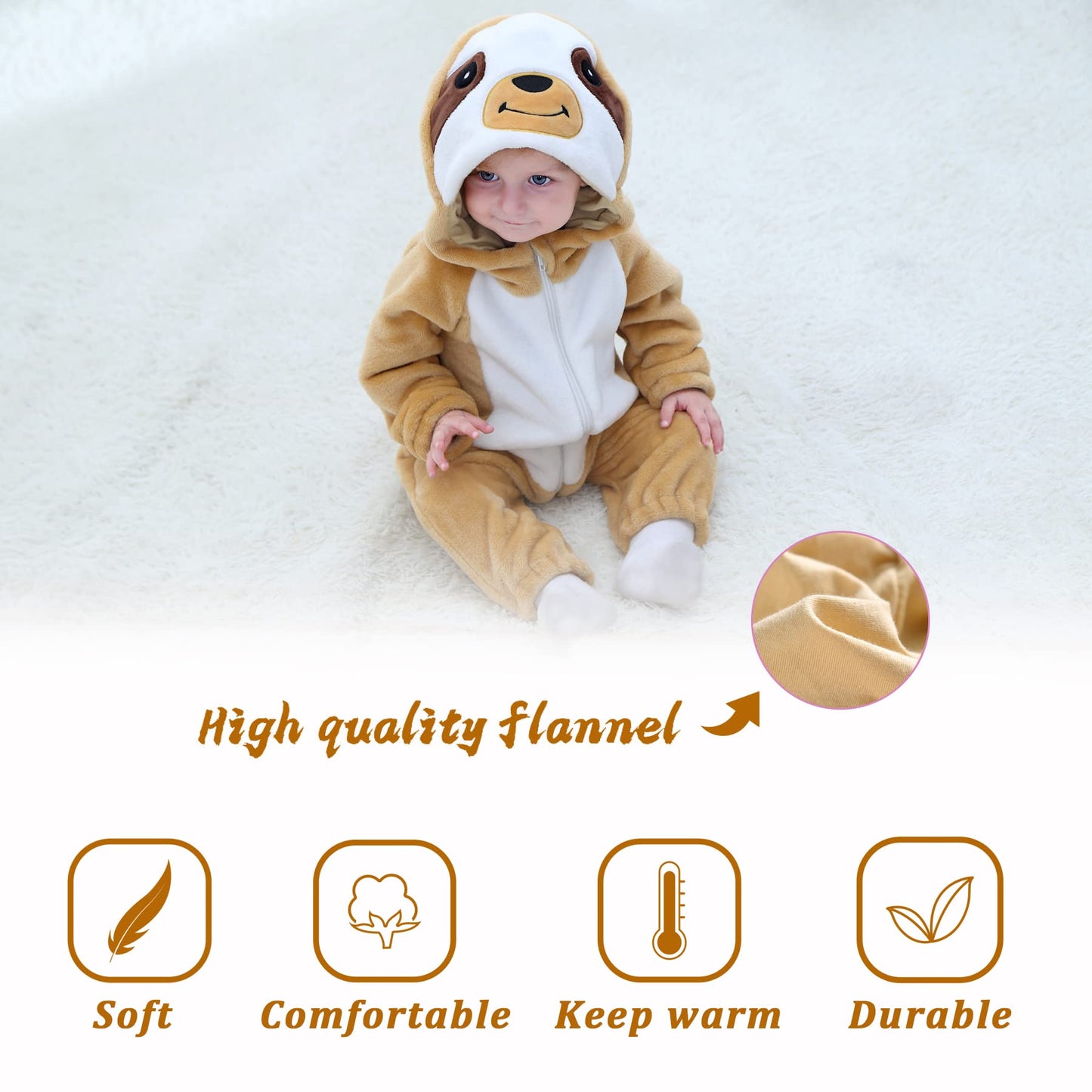 Tonwhar Kids' And Toddlers' Infant Tiger Dinosaur Animal Fancy Dress Costume Outfit Hooded Romper Jumpsuit (1-3 Months/Height:20