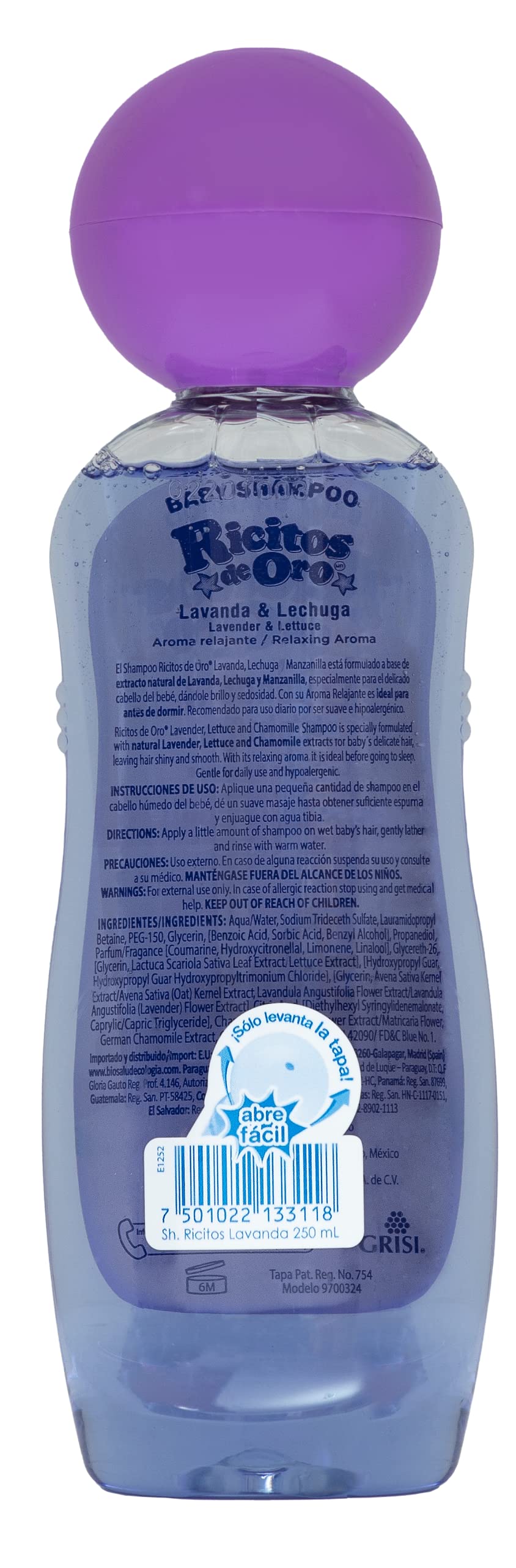 Ricitos De Oro Lavender Baby Shampoo, Children Cleansing Shampoo With Natural Lavender, Formulated For Babies, 3-Pack Of 8.45 Fl