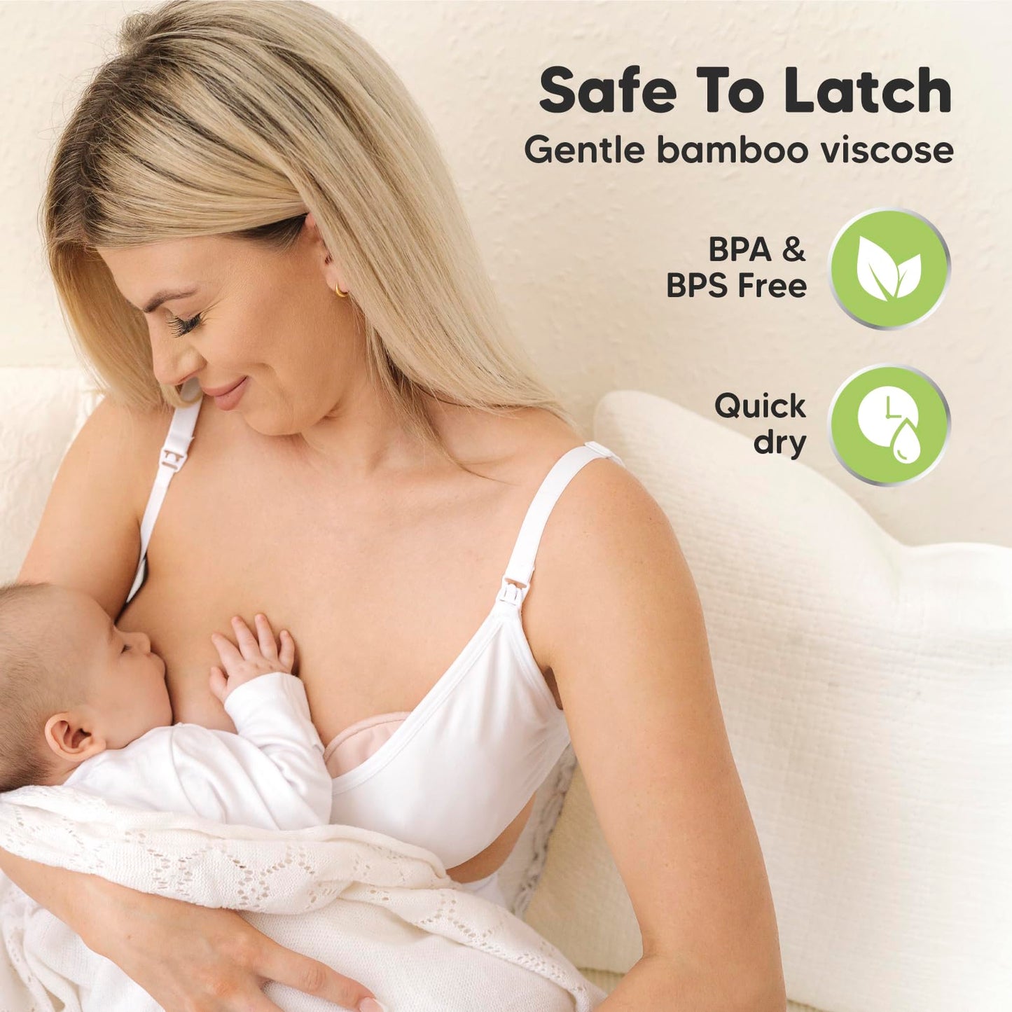 Organic Breast Pads - 14 Viscose Derived From Bamboo Washable Pads + Wash Bag, 3-Layers Breastfeeding Nipple Pad For Maternity,