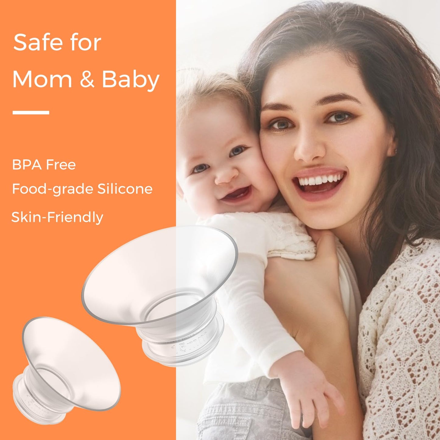 Frussonia Flange Inserts - 8 Pack (15/17/19/21Mm) - Compatible With Momcozy M5/M6/S12 Pro/S9 Pro/V1/V2,Spectra,Medela,Elvie,Lans
