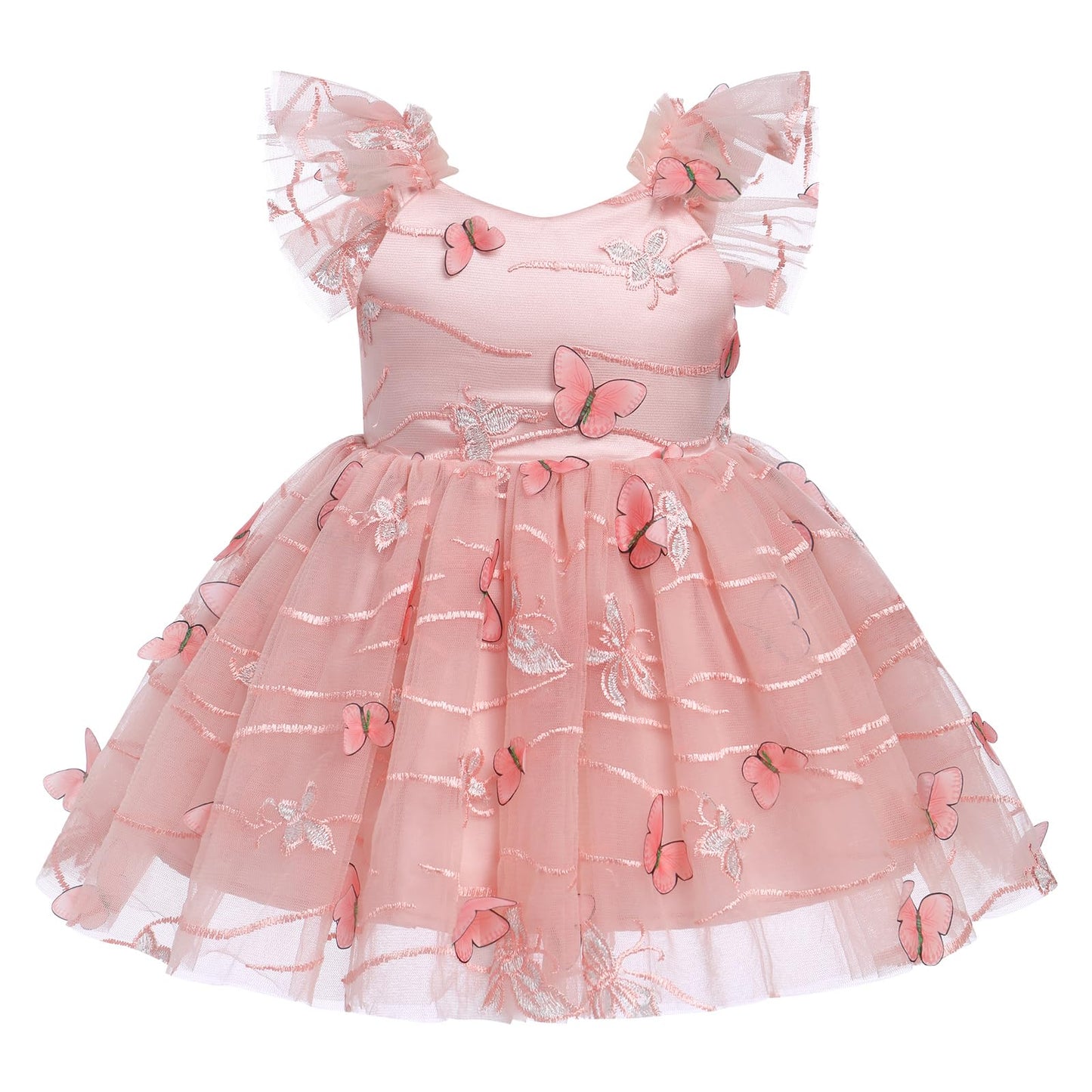 Idopip Baby Girls Floral Butterfly Tutu Dress Summer Sleeveless Backless Princess Birthday Party Dresses Toddler Girl First Comm